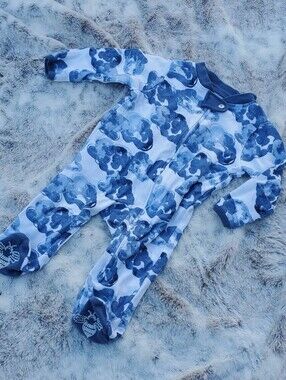 Burt's Bees Blue Cloud Print Footed One-Piece Pajamas